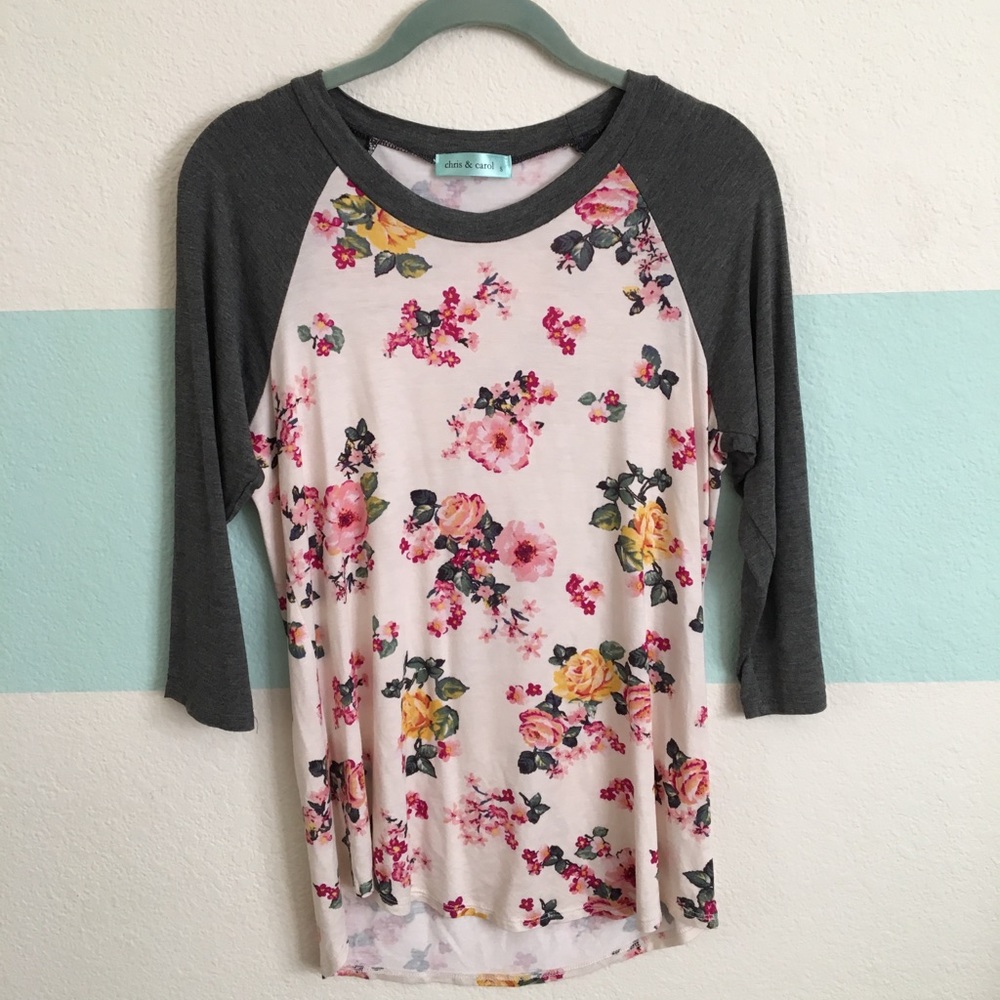 Flower baseball tee